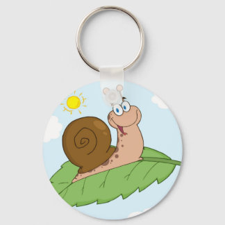 Smiling Super Snail on His Leaf Key Ring