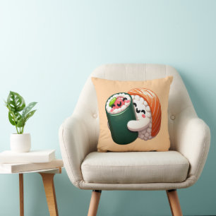 Smiling Sushi Hug Art for Food Lovers Cushion