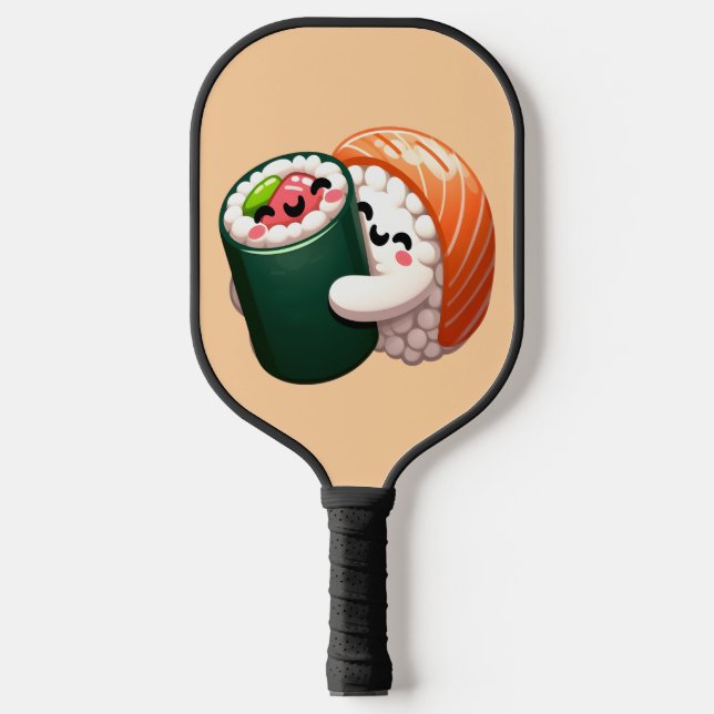 Smiling Sushi Hug Art for Food Lovers Pickleball Paddle (Front)