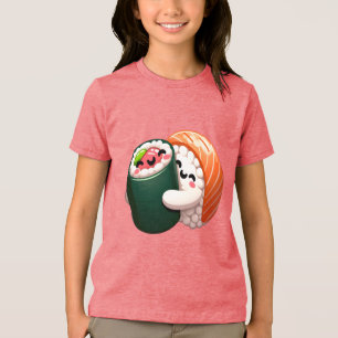 Smiling Sushi Hug Art for Food Lovers Tri-Blend Shirt