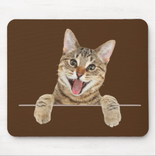 Smiling Tabby Cat Mouse Pad