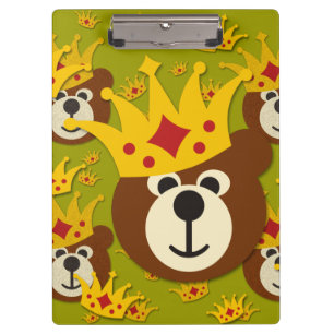 Smiling Teddy Bear with Crown Clipboard