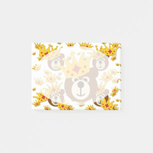 Smiling Teddy Bear with Crown Post-it Notes