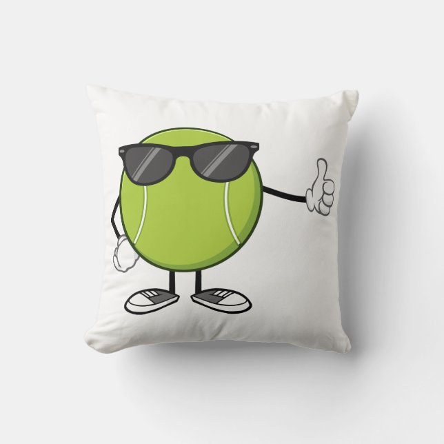 Smiling Tennis Ball with Shades Cushion (Front)