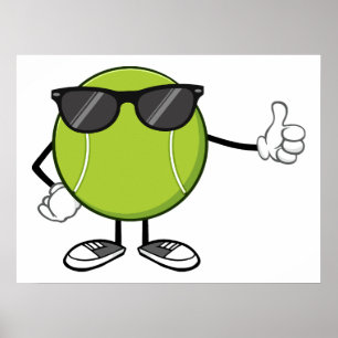 Smiling Tennis Ball with Shades Poster