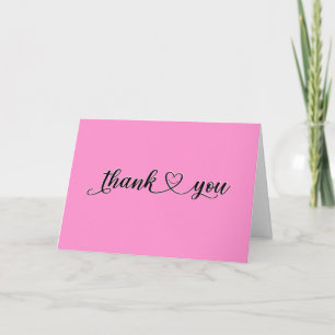 Smiling Thank You Heart On Pink Card