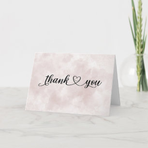 Smiling Thank You Heart On Pink Watercolor Card