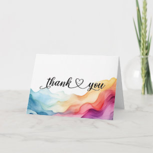 Smiling Thank You Heart On Watercolor Card