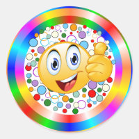 Smiling Thumbs up Emoji and Rainbow Circles