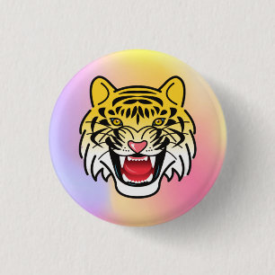 Smiling Tiger Face Artwork-21876 3 Cm Round Badge