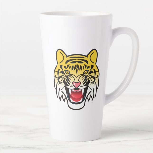 Smiling Tiger Face Artwork-21876 Latte Mug (Right)