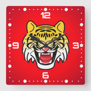 Smiling Tiger Face Artwork-21876 Square Wall Clock