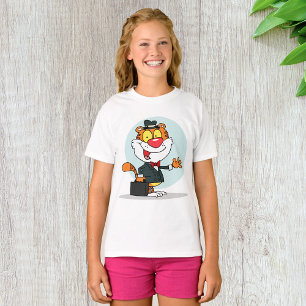 Smiling Tiger Holding A Briefcase Girls T-Shirt