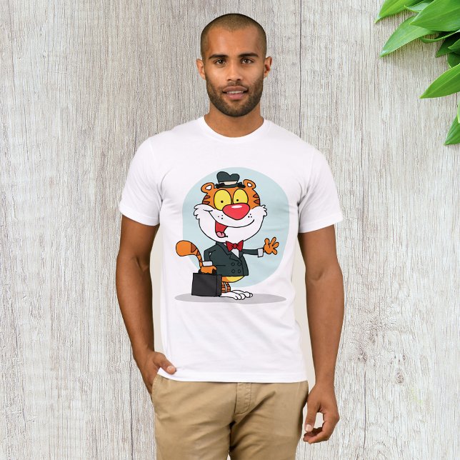 Smiling Tiger Holding A Briefcase Mens T-Shirt (Creator Uploaded)