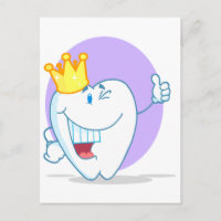 Smiling Tooth Cartoon Character With Golden Crown
