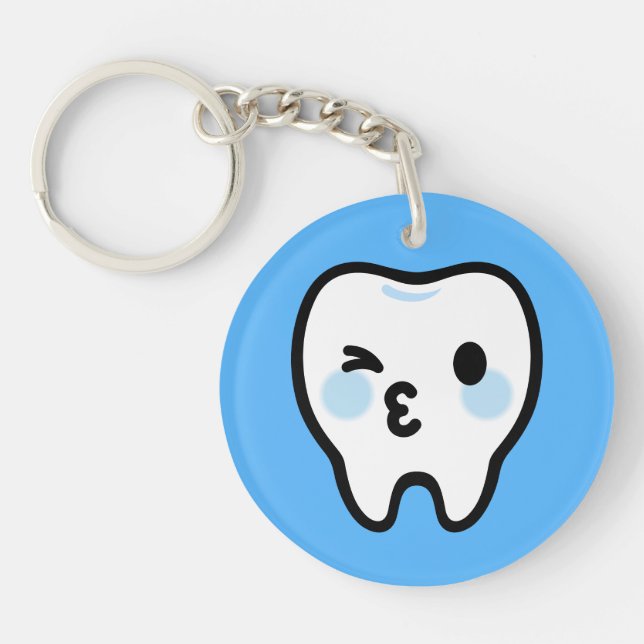 Smiling Tooth Character – Cute & Clean Illustratio Key Ring (Front)