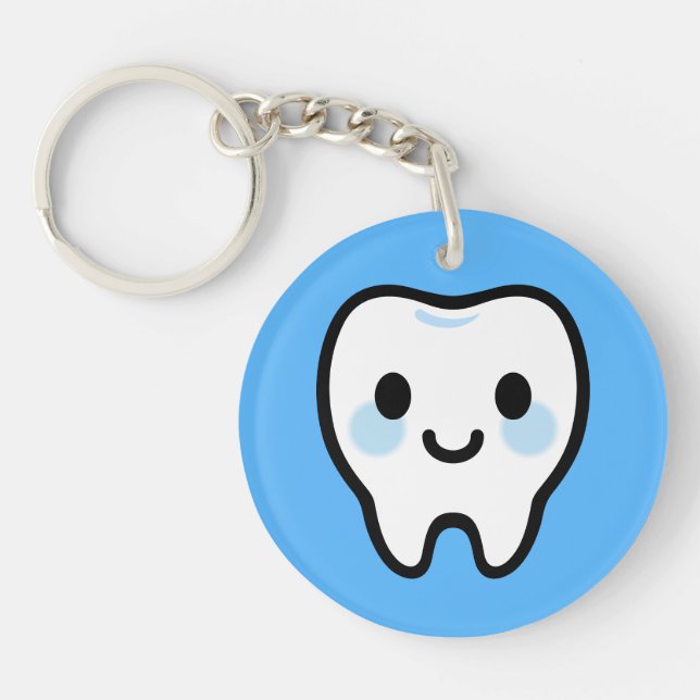 Smiling Tooth Character – Cute & Clean Illustratio Key Ring (Front)