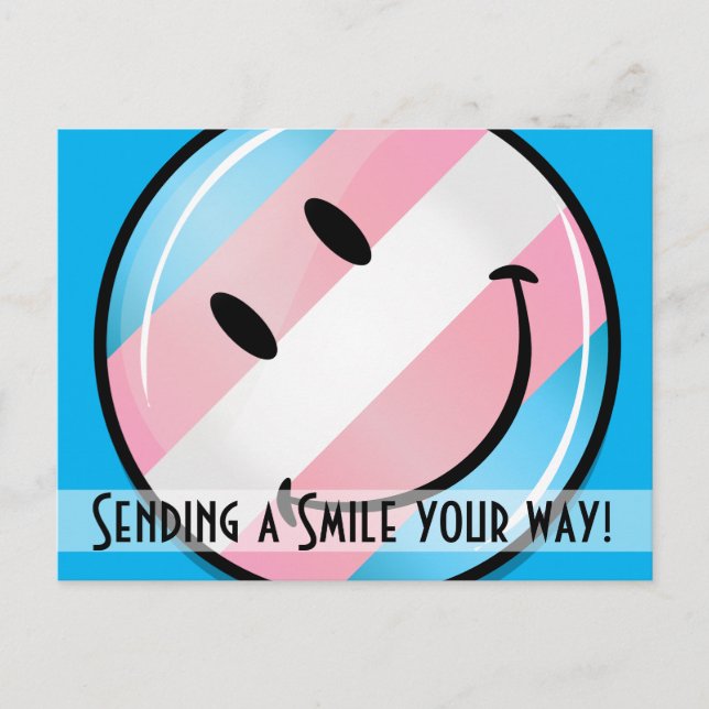 Smiling Transgender Flag Postcard (Front)