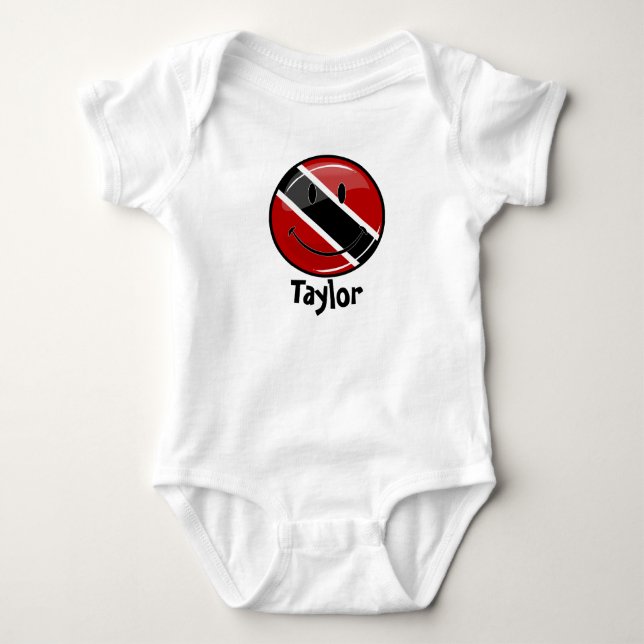 Smiling Trinidad and Tobago Flag Baby Bodysuit (Front)
