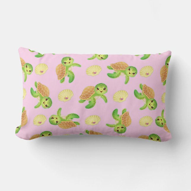 Smiling Turtles and Shells Lumbar Cushion (Front)