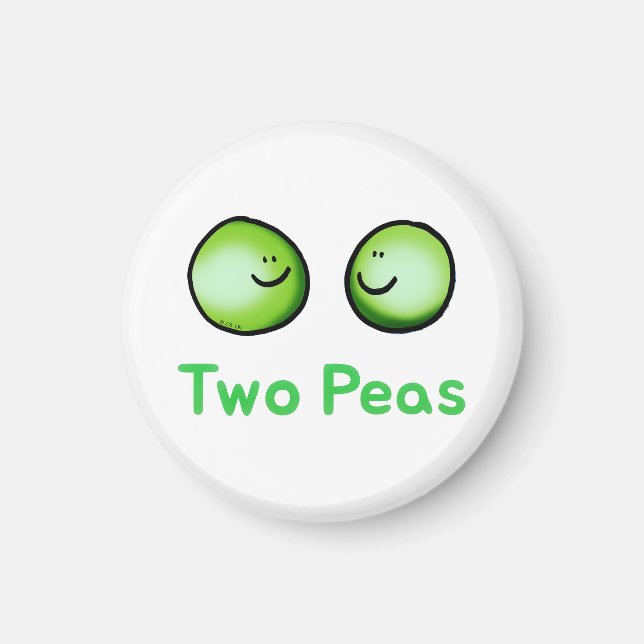 Smiling Two Peas Cute Friendship Art Magnet (Front)
