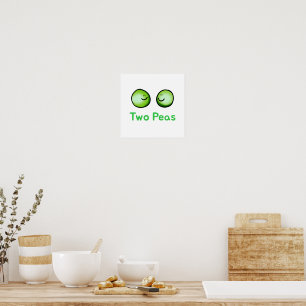 Smiling Two Peas Cute Friendship Art Poster