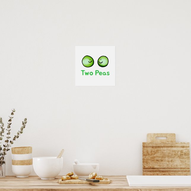 Smiling Two Peas Cute Friendship Art Poster (Kitchen)