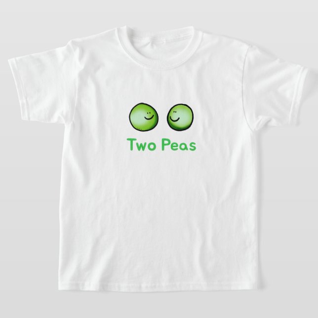 Smiling Two Peas Cute Friendship Art T-Shirt (Laydown)