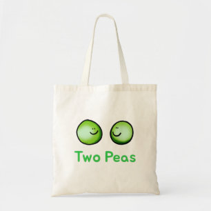 Smiling Two Peas Cute Friendship Art Tote Bag