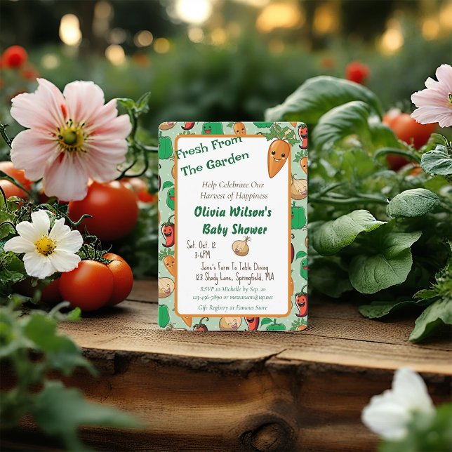 Smiling Veggies Baby Shower Invitation (Creator Uploaded)