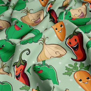 Smiling Veggies Fabric