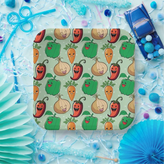 Smiling Veggies Paper Plate (Party)