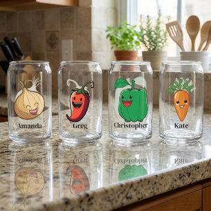 Smiling Veggies Personalised For Kids Can Glass