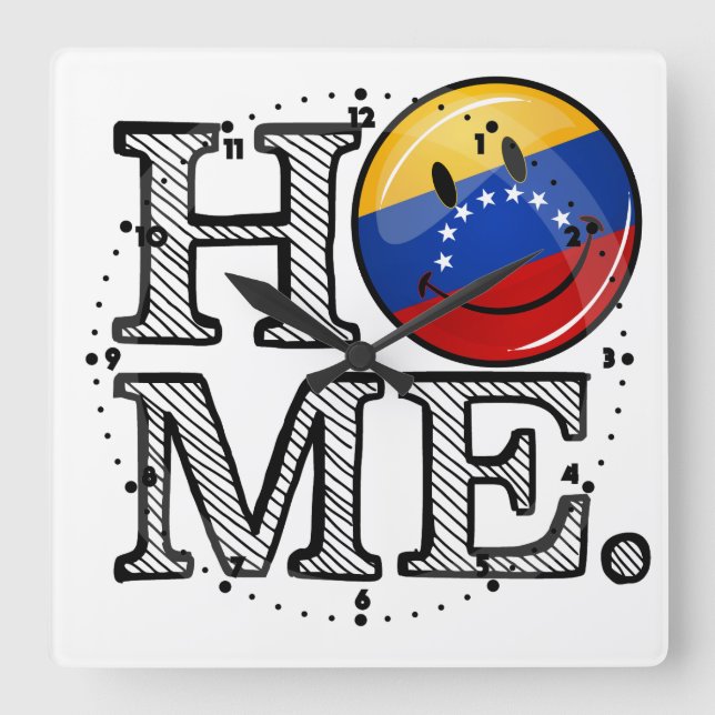 Smiling Venezualan Flag Housewarming Square Wall Clock (Front)