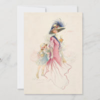 Smiling Victorian Mother and Daughter Holiday Card