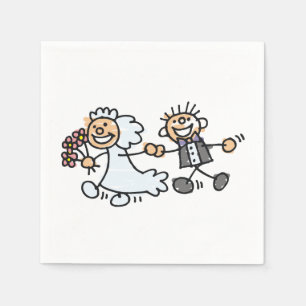 Smiling Wedding Couple Bride Groom Napkin