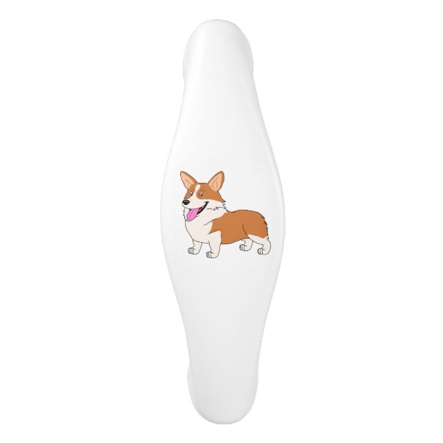 Smiling Welsh Corgi Cartoon Ceramic Cabinet Pull (Front)