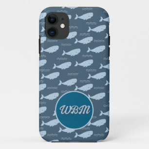 Smiling Whale Monogram Cell Phone Cover