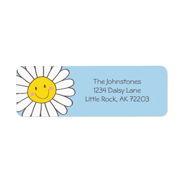 Smiling Whimsical Daisy Return Address Label (Front)