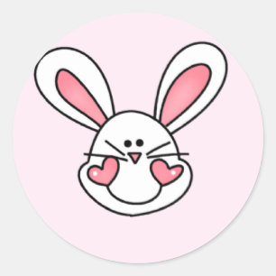 Smiling White Bunny Tshirts and Gifts Classic Round Sticker