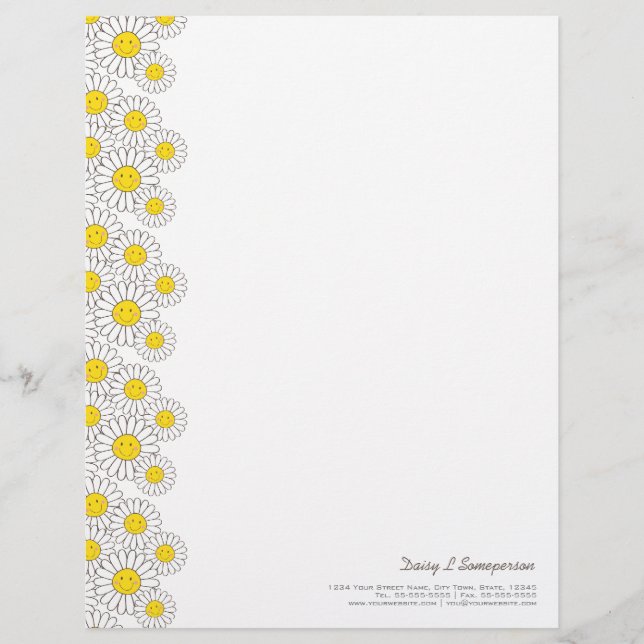 Smiling White Daisies Personalizable Letterhead (Front)