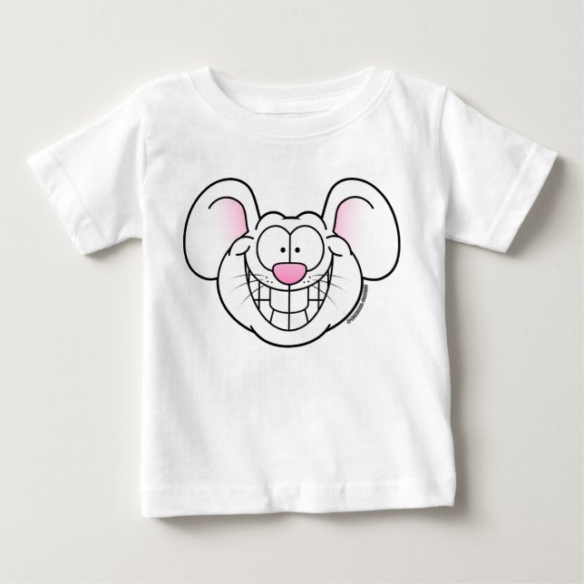 Smiling White Mouse Baby T-Shirt (Front)