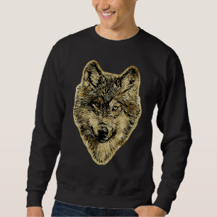 Smiling wolf head   lines silhouette 2   Fan Fun Sweatshirt