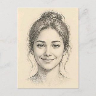 Smiling Woman Elegant Birthday & Thank You Postcard