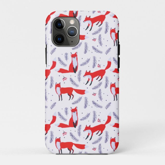 Smiling Woodland Forest Greenery Red Fox Case-Mate iPhone Case (Back)