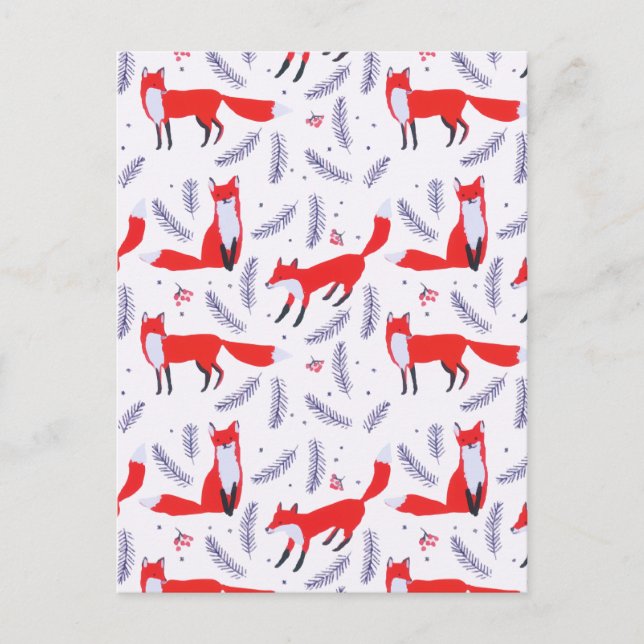 Smiling Woodland Forest Greenery Red Fox Postcard (Front)