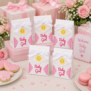 Smiling Yellow Sun Baby Girl Shower Favour Box