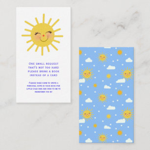 Smiling Yellow Sun Baby Shower Book Request Enclosure Card
