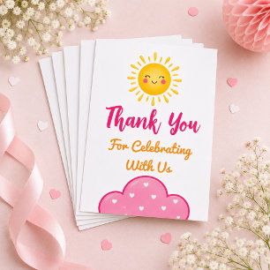 Smiling Yellow Watercolor Sun For Newborn Baby Thank You Card