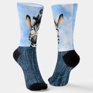 Smiling Zebra and bird Socks